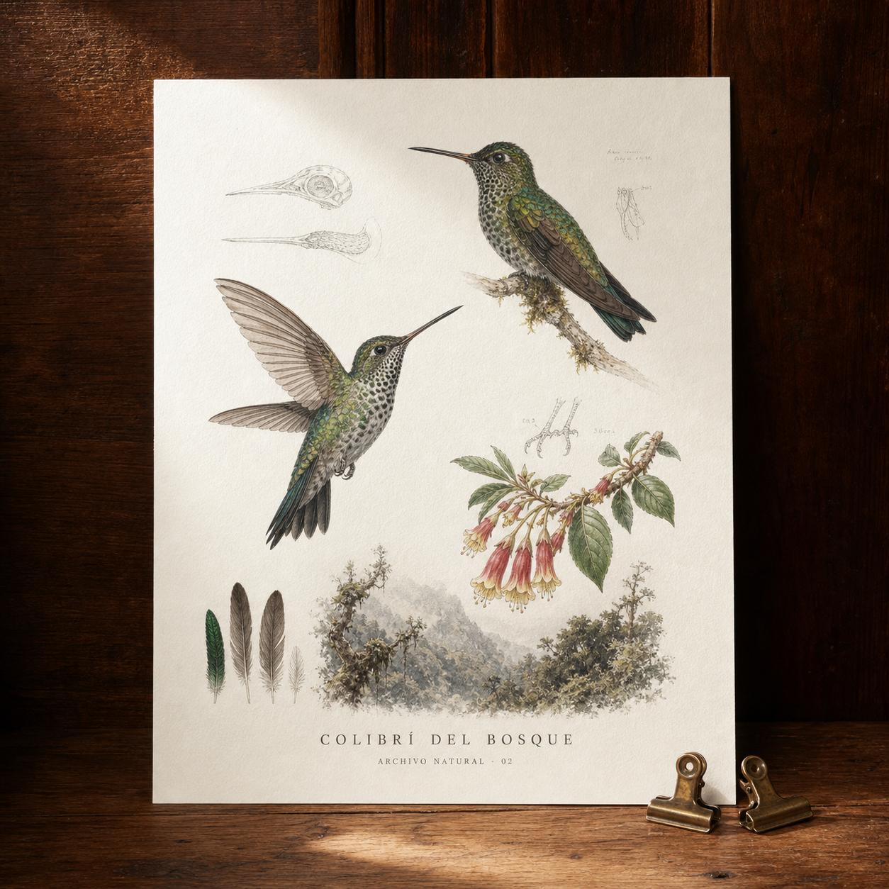 Lámina Archivo Natural del colibrí